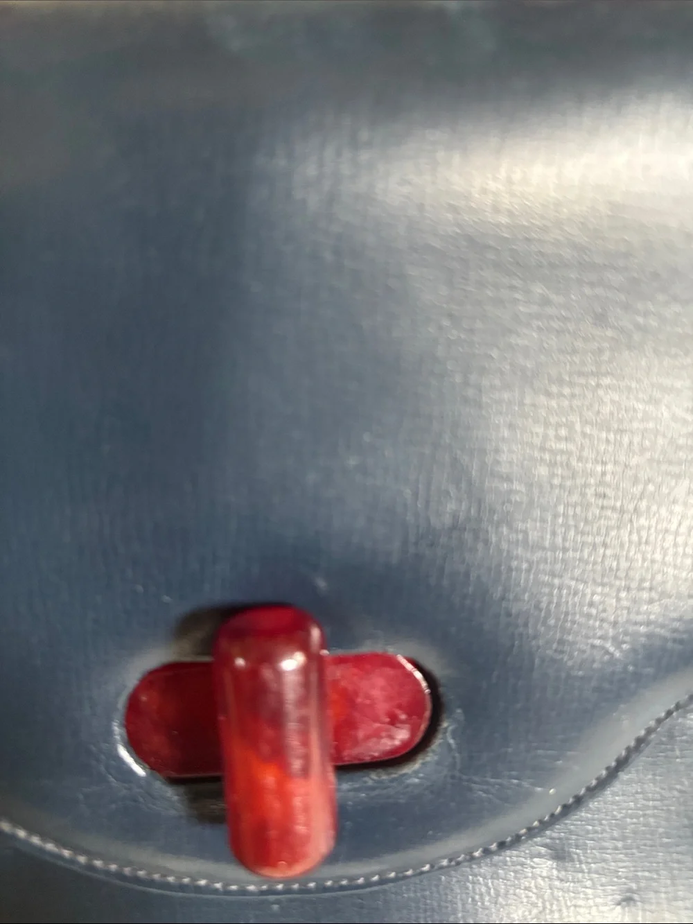 Vintage retro Classic Navy Leather Top-Handle Bag with Red Accent